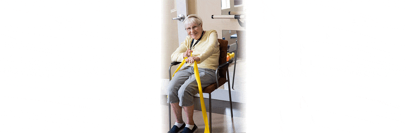 elderly lady doing physical therapy
